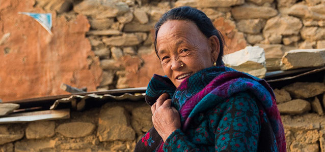 Maali Gurung, age 62, an earthquake survivor in Gorkha, Nepal. Photo: UN Women/Narendra Shrestha